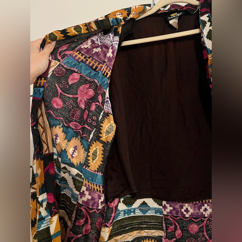 Multi Colored/Boho Patterned Cardigan Vintage L K… - image 3